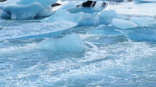 Glacier on Black Volcanic Beach, Iceland