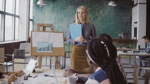 Diverse Team Having a Meeting in Modern Office