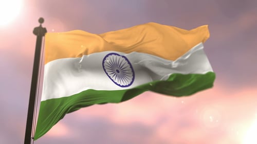 Drapeau de l'Inde au coucher du soleil