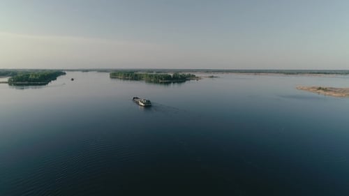 Aerial View of a Barge on a River