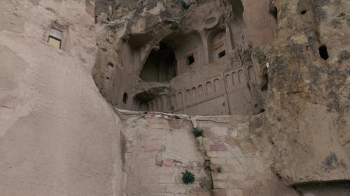 Footage. Church in the Rock of City in the Rocks. Handheld Camera