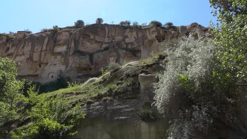 Fooage. Doves Houses in Rocks. Handheld Camera