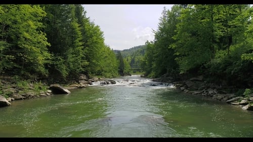 View of Mountain River in Summer