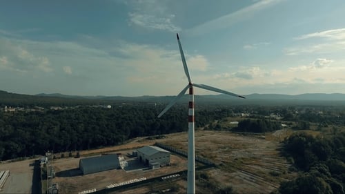 View of Windmill in Countryside,wind Energy Turbine, Alternative Renewable Energy Production