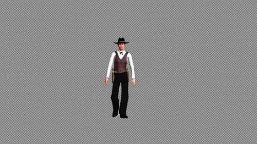 3D Animated Cowboy Character Walking Loop with Alpha