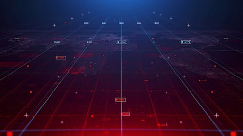 Geschäftsdatenelemente fliegen durch den Cyberspace