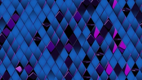 Animated Blue Purple Geometric Rhombus Tile Flipping Loop Background