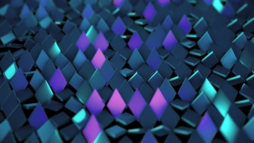 Dynamic Geometric Grid with Colorful Glowing Cubes Loop