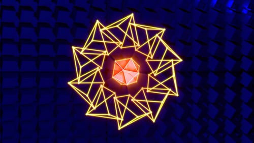 Abstract Neon Geometric Rotating Pattern Loop Background