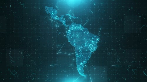 Digital Map of Americas Network Connection Animated Background