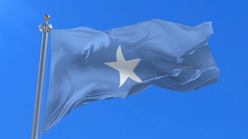 Realistic Waving Flag Motion Graphic on Clear Blue Sky