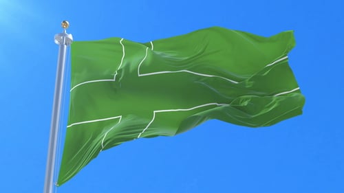 Waving Green Flag Animation with Customizable Logo Placeholder