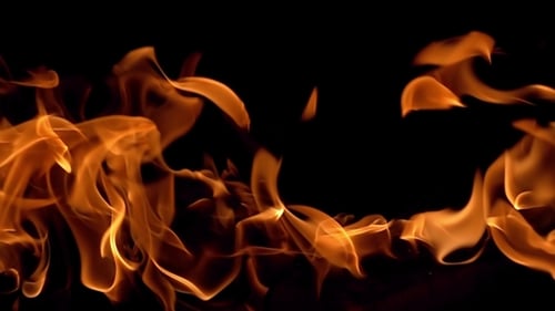 Flames of Fire on Black Background in