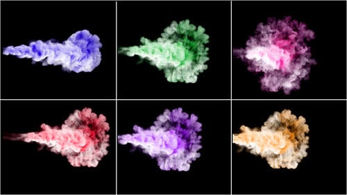 Dynamic Fluid Smoke Bursts with Alpha Channel