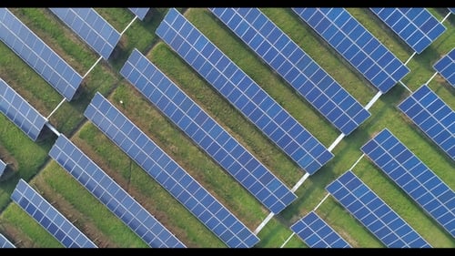 Aerial View of Solar Energy Panels, Solar Panels, Solar Power Plants.