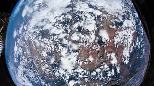 Dynamic View of Planet Earth from Space with Rotating Clouds and Hurricane