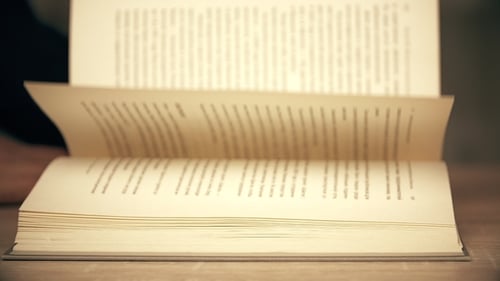 Opened Aged Book with Browsing Paper Pages