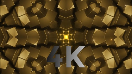 Abstract Golden Geometric Cube Pattern Background Loop