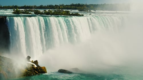 Stream the Water of Niagara Falls. American Side of a Waterfall in the Shape of a Horseshoe. 10 Bi