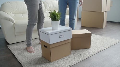 Young Happy Couple Moved a New Apartment