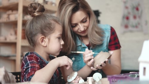 Mother and Child Doing Arts and Crafts