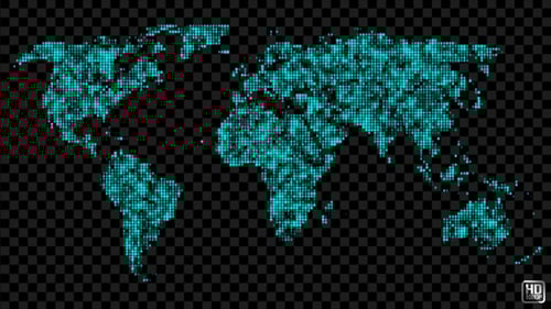Futuristic Digital World Map Data Animation