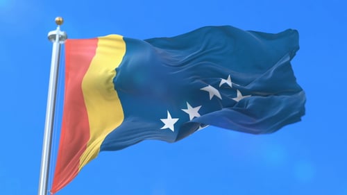 Realistic Waving Flag with Red Yellow Blue Stripes and Stars