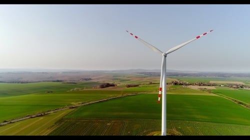 Aerial View of Windmills Farm. Power Energy Production
