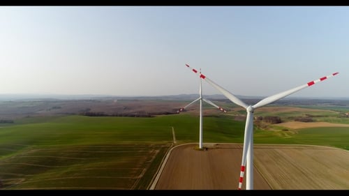 Aerial Wiev of Windmills Farm. Power Energy Production