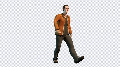 3D Animated Man Walking Loop with Alpha Channel