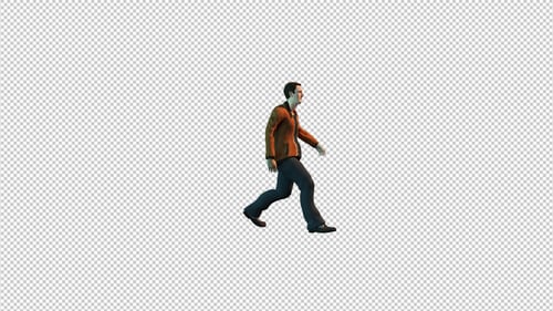 3D Animated Man Walking Cycle Loop with Alpha Channel