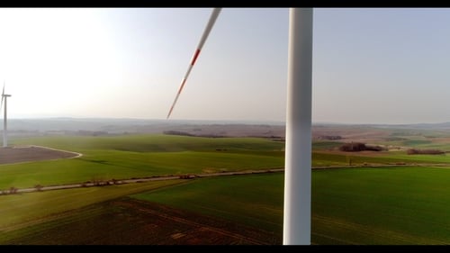 Aerial Wiev of Windmills Farm. Power Energy Production