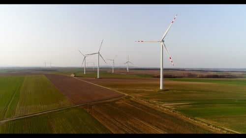 Aerial Wiev of Windmills Farm. Power Energy Production