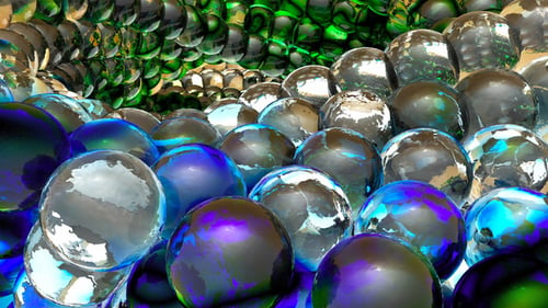 Abstract Colorful Fluid Spheres Reflective Background Animation