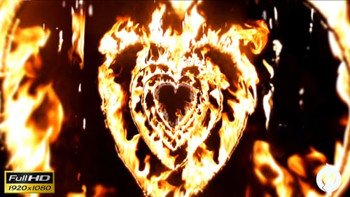 Durch den Fire Hearts Tunnel mit fallenden Flammen fliegen - Hintergrundschleife