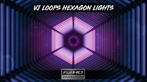 Futuristic Neon Hexagonal Tunnel Loop