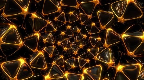 Abstract Golden Glow and Black Organic Triangles Flowing Loop Background