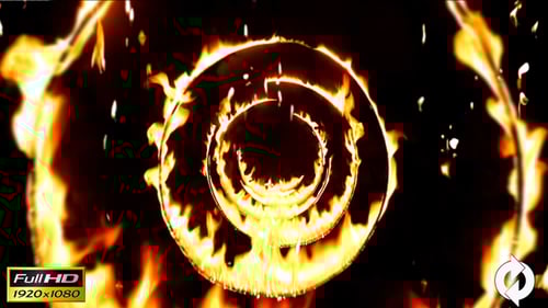 Flying Through Fire Circle Tunnel With Falling Flames - Background Loop