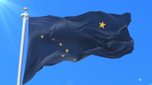 Realistic Flag Animation Waving Smoothly Against Blue Sky