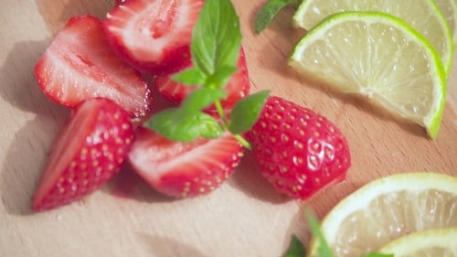Strawberry Lime Infused Water Close Up