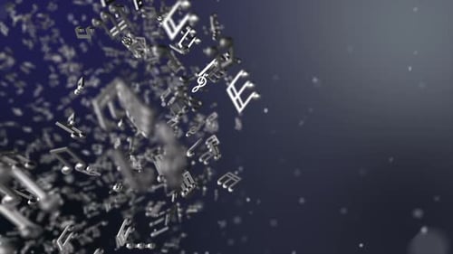 Abstract Flying 3D Musical Notes Seamless Loop Background