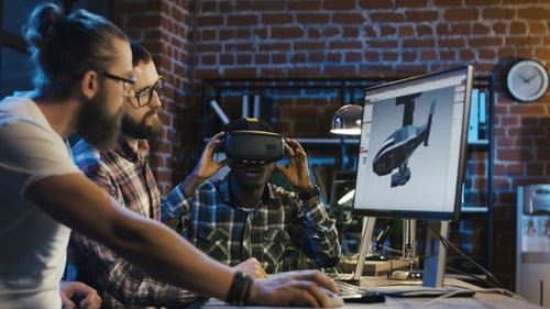 Men Creating 3-D Detail for Video Game