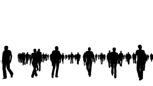 Animated Crowd Silhouettes Walking Forward