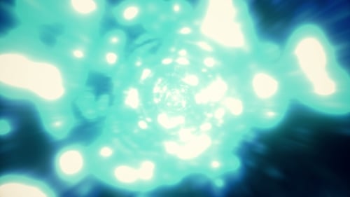 Futuristic Hyperspace Tunnel Animation with Blue Glowing Lights