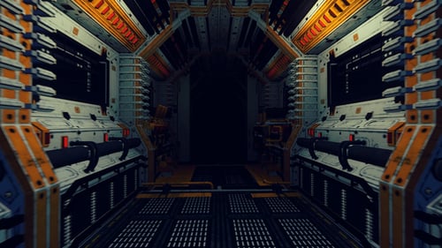 The Movement Along The Corridor Of The Space Station