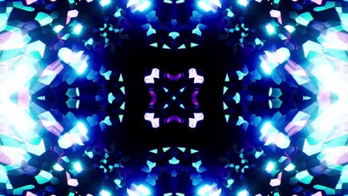 Blinking Stained Glass Neon Kaleidoscope Loop 4K 02