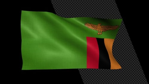 Waving Zambia National Flag Animation