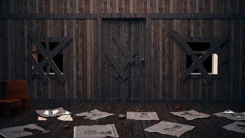 Misterio oscuro abriendo puerta estilo horror