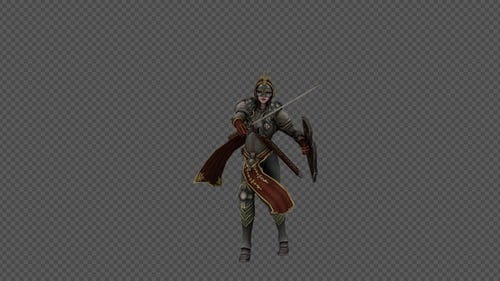 3D Armored Warrior Combat Stance and Attack Animation