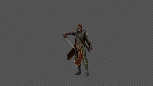 Animated Fantasy Warrior Character with Sword and Shield